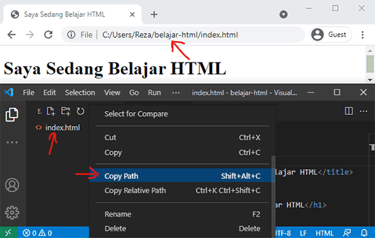 Membuka File HTML di Browser