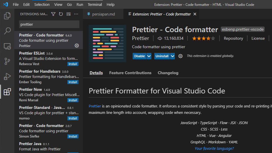 Prettier Visual Studio Code