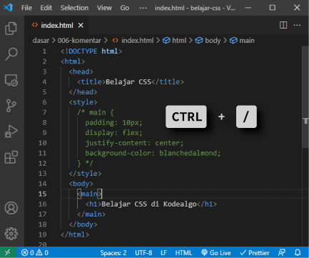 Shortcut Komentar CSS VS Code