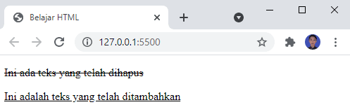 Teks Dihapus dan Ditambahkan