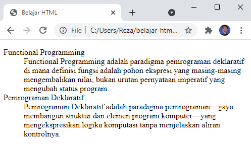 Daftar Deskripsi HTML