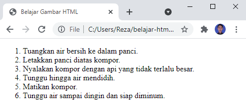 Daftar Terurut HTML