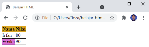 Tabel HTML Berwarna